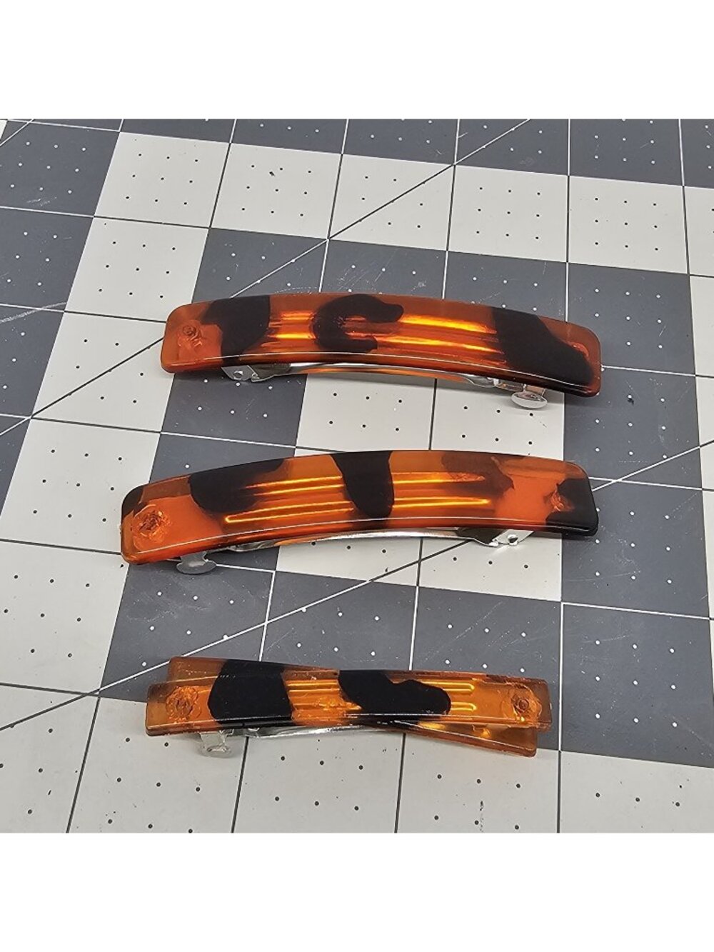 3 Faux Tortoiseshell Hair Clips Barrettes Set Small Medium Large Retro Style